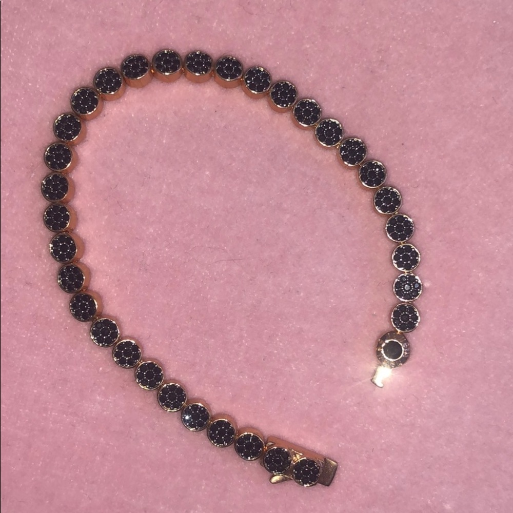 Henri Bendel Rose gold with black crystals tennis